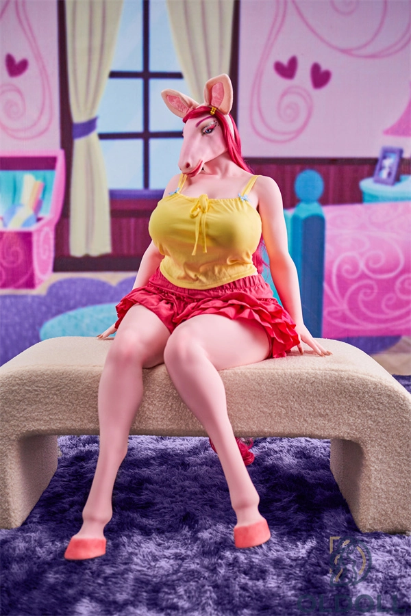 141cm F-Körbchen Rosa Haare liebespuppe mit Pferdegesicht