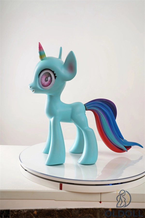 46cm Hellblaues Einhorn Pony Silikon liebespuppe