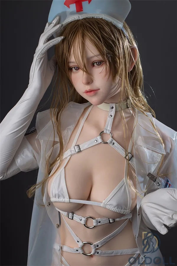 Jiusheng Doll 158cm D-Körbchen Krankenschwester Uniform Blonde Arisa Silikon Sex Puppe
