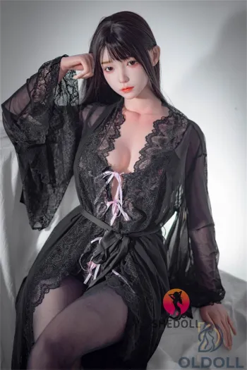 Schwarze Spitzen-Dessous Mollige Figur 165cm real doll