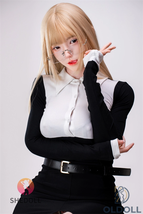 SHEDOLL 167cm C-Körbchen Intellektuelle Blonde Premium Chulin Silikonkopf TPE Körper Sexpuppe