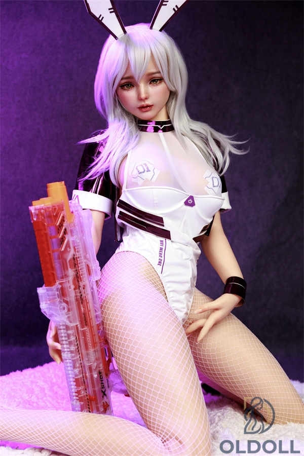 Silikon Realdoll mit langem weißem Haar