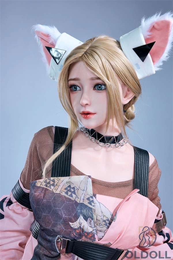 Elegante Silikon-sexdolls mit plüschigen Furry-Ohren