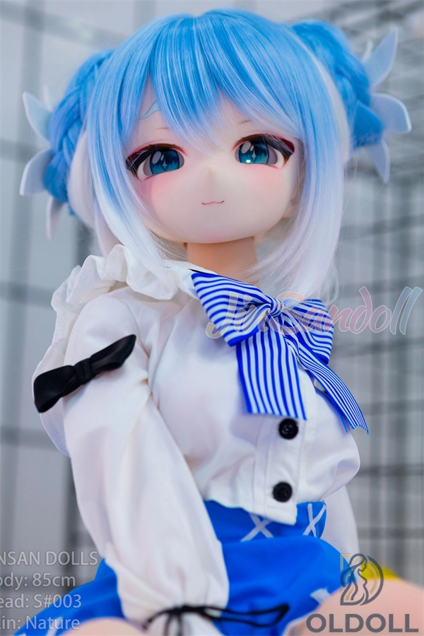 WM Doll 85cm AA-Körbchen Besondere Blaue Farbverlauf Haare S003 Vinyl Kopf TPE Körper Liebespuppe