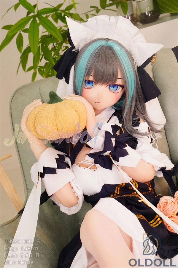 Manga sex doll mit realem Körper im Dienstmädchen-Outfit