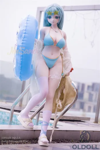WM Doll sexdoll mit sportlichem B-Körbchen und blauer Frisur